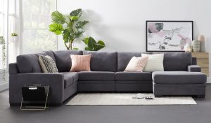 Grey couch in living room
